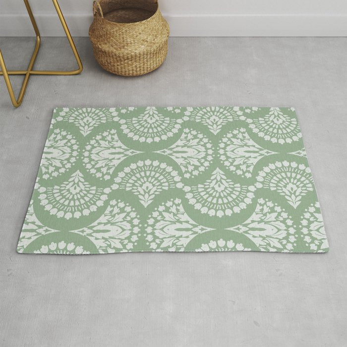 Sage Green Ornate Boho Rug Gallery Image 1