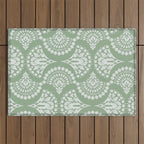 Sage Green Ornate Boho Outdoor Rug Gallery Image 1