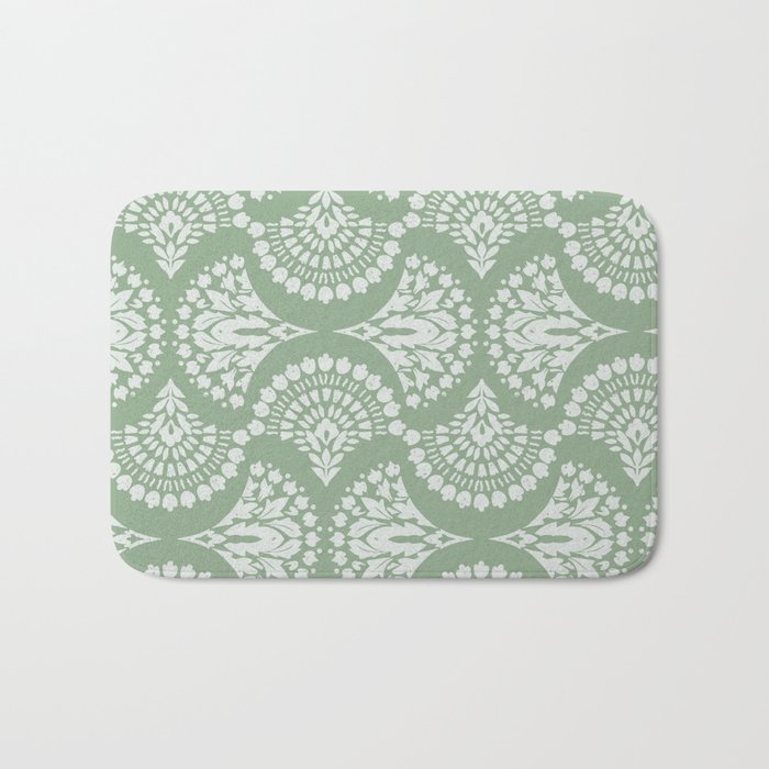 Sage Green Ornate Boho Bath Mat Gallery Image 1