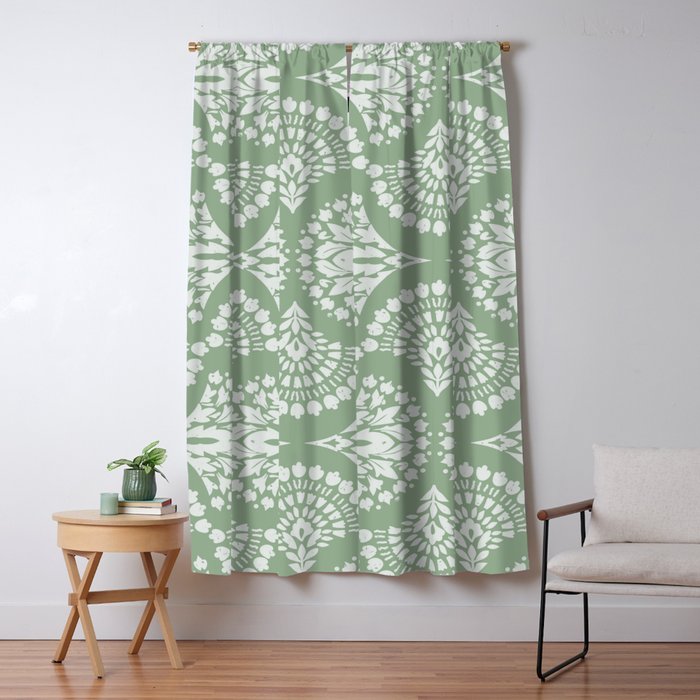 Sage Green Ornate Boho Window Curtain Gallery Image 5
