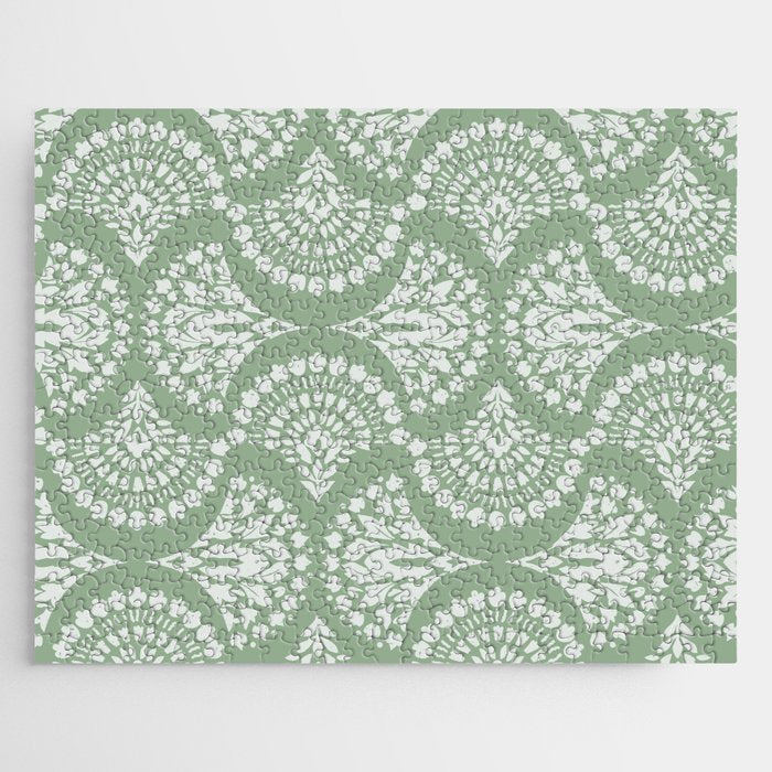 Sage Green Ornate Boho Jigsaw Puzzle Gallery Image 1