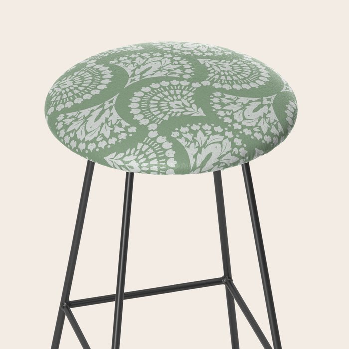 Sage Green Ornate Boho Stool Gallery Image 2