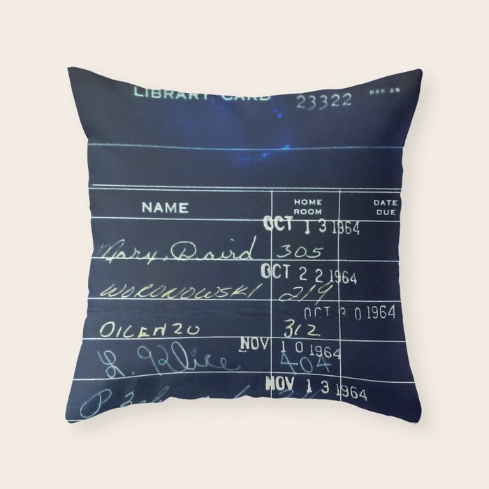 Library Card 23322 Negative Throw Pillow Gallery Image 6
