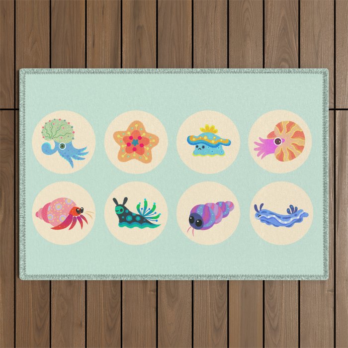 Hermit crab & starfish Outdoor Rug Gallery Image 1
