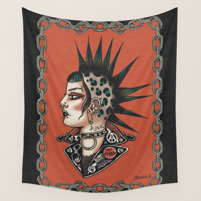 Punk rock girl Wall Tapestry Gallery Image 1