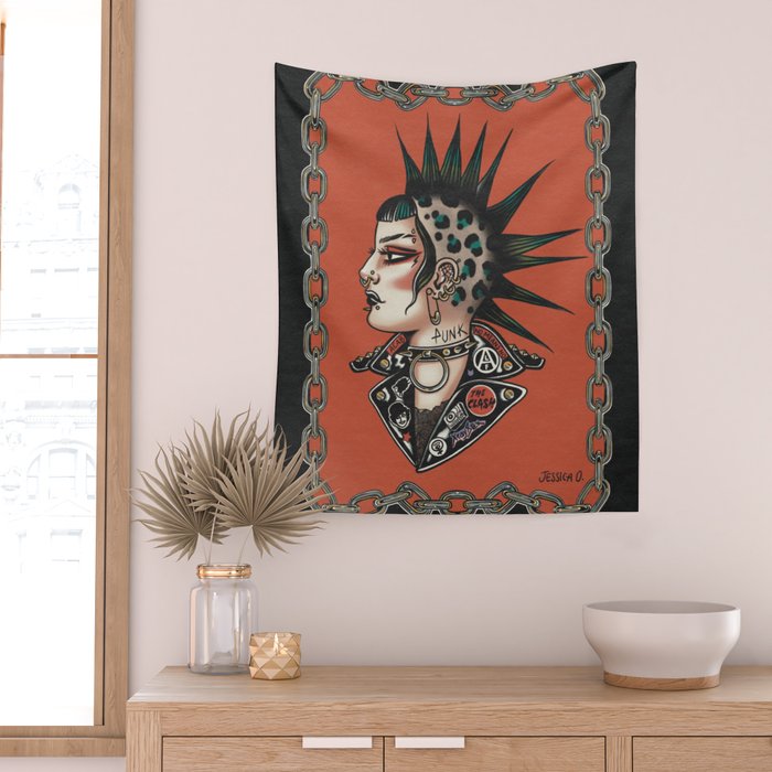Punk rock girl Wall Tapestry Gallery Image 2