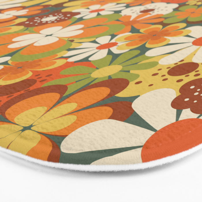 70's Retro Flowers Print Bath Mat Gallery Image 3