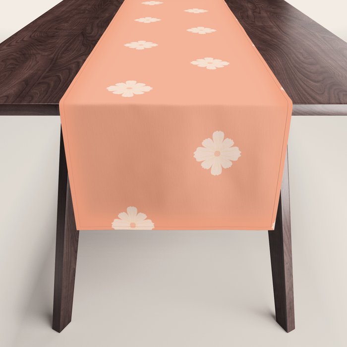 Peach Dot Flower - Minimal Vintage Floral Pattern Table Runner Gallery Image 1