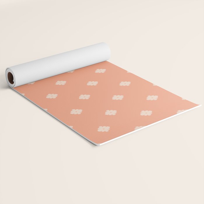 Peach Dot Flower - Minimal Vintage Floral Pattern Yoga Mat Gallery Image 2