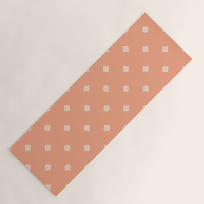 Peach Dot Flower - Minimal Vintage Floral Pattern Yoga Mat Gallery Image 1