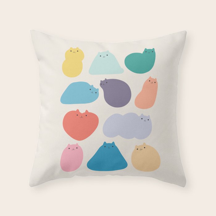 Cat Landscape 168 - Colourful Cats Throw Pillow Gallery Image 1