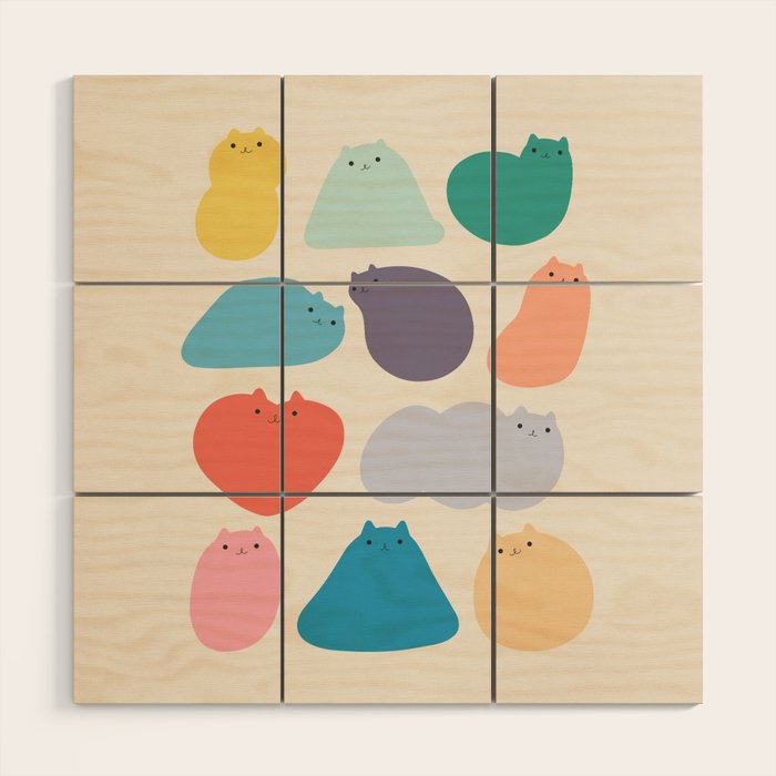 Cat Landscape 168 - Colourful Cats Wood Wall Art Gallery Image 1