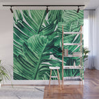 Tropical State of Mind | Watercolor Palm Banana Leaves Painting | Botanical Jungle Bohemian Plants Wall Mural Gallery Image 1