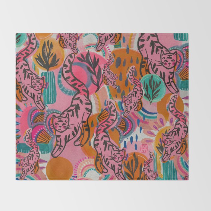Love cats in the wild Throw Blanket Gallery Image 2