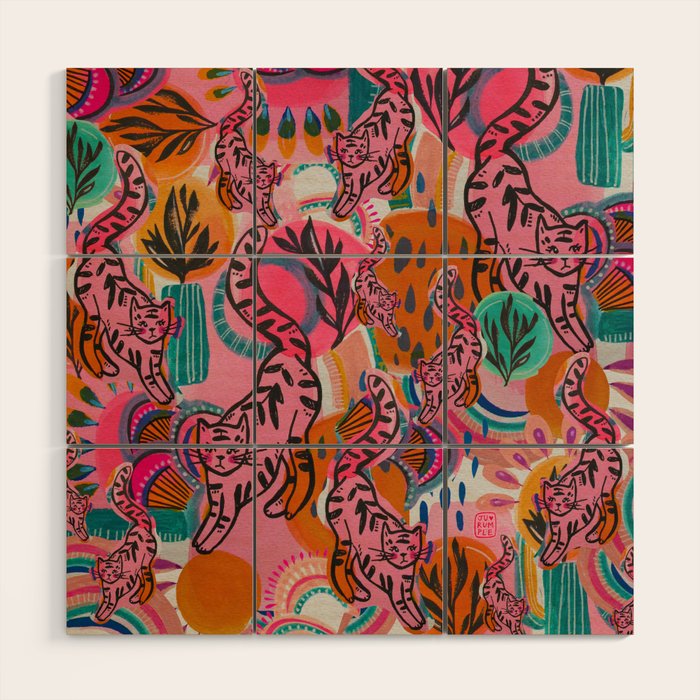 Love cats in the wild Wood Wall Art Gallery Image 1