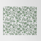 Chinoiserie Emerald Green Throw Blanket Gallery Image 2