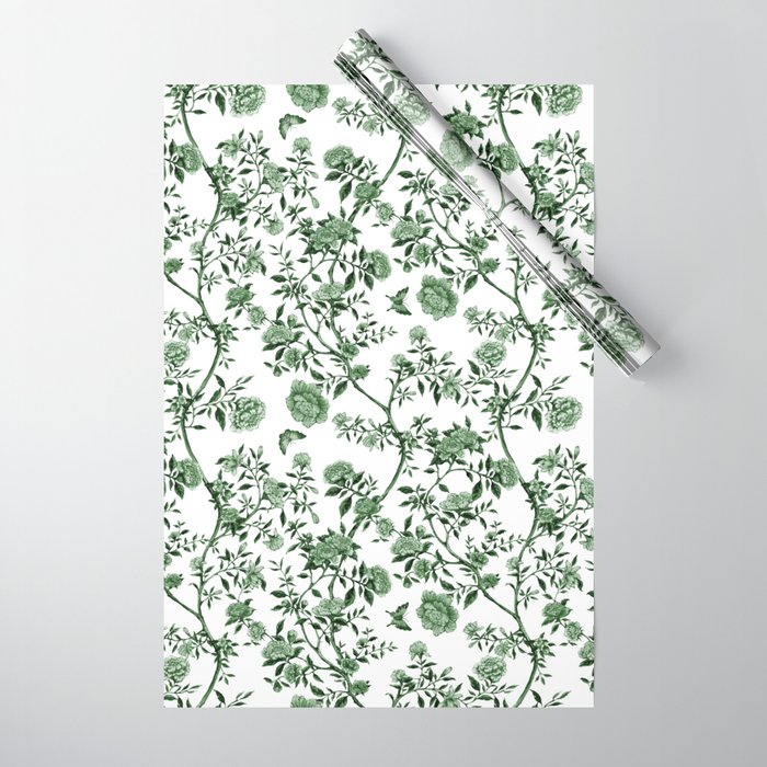 Chinoiserie Emerald Green Wrapping Paper Gallery Image 1