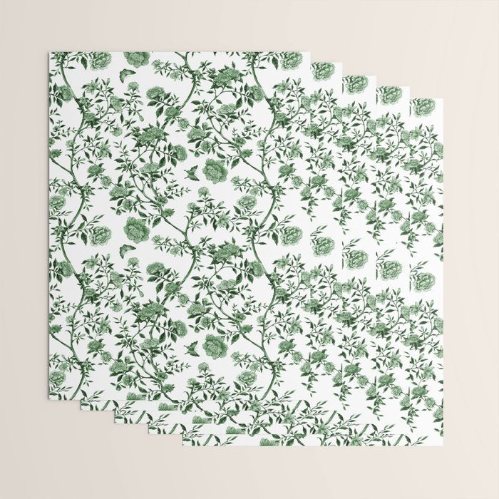 Chinoiserie Emerald Green Wrapping Paper Gallery Image 3