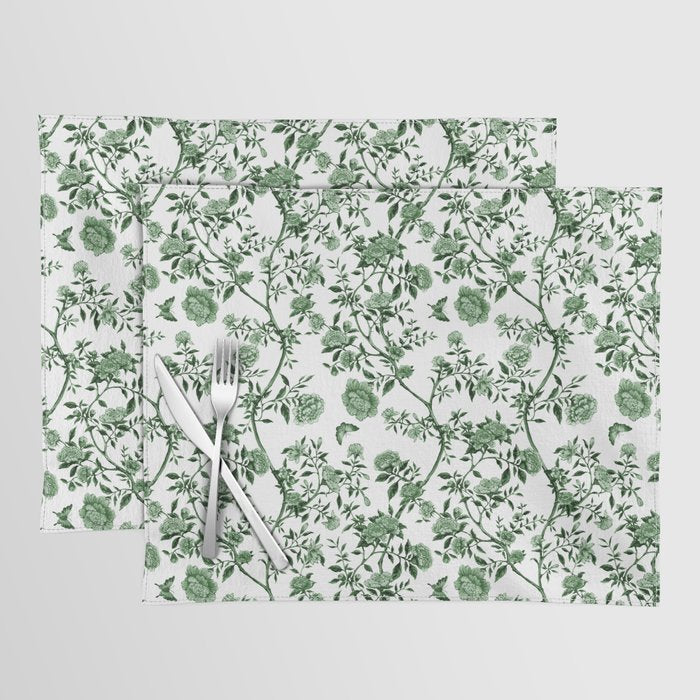 Chinoiserie Emerald Green Placemat Gallery Image 1