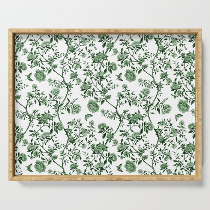 Chinoiserie Emerald Green Serving Tray Gallery Image 1