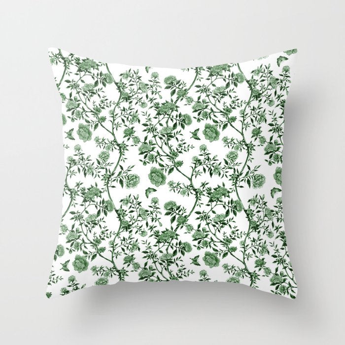 Chinoiserie Emerald Green Throw Pillow Gallery Image 6