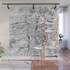 Prague White Map Wall Mural Gallery Image 1
