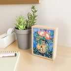 Cat Walk: Protea and Banksia Bouquet Floral Still Life with Greek Urn featuring Woman Walking Cats Mini Art Print Gallery Image 2