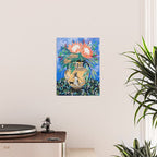 Cat Walk: Protea and Banksia Bouquet Floral Still Life with Greek Urn featuring Woman Walking Cats Poster Gallery Image 2