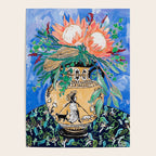 Cat Walk: Protea and Banksia Bouquet Floral Still Life with Greek Urn featuring Woman Walking Cats Poster Gallery Image 4