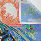 Cat Walk: Protea and Banksia Bouquet Floral Still Life with Greek Urn featuring Woman Walking Cats Wall Tapestry Gallery Image 3