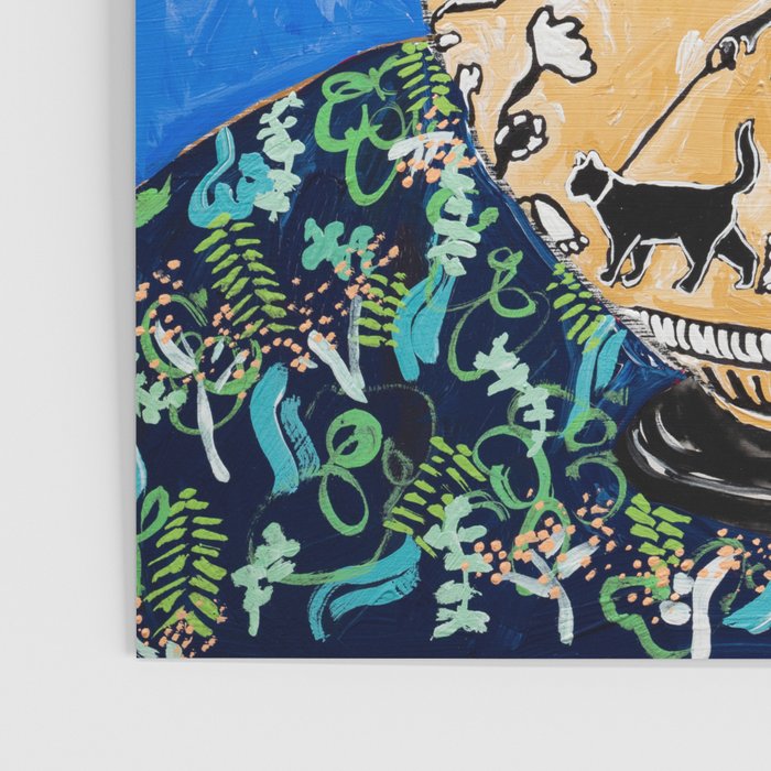 Cat Walk: Protea and Banksia Bouquet Floral Still Life with Greek Urn featuring Woman Walking Cats Poster Gallery Image 3