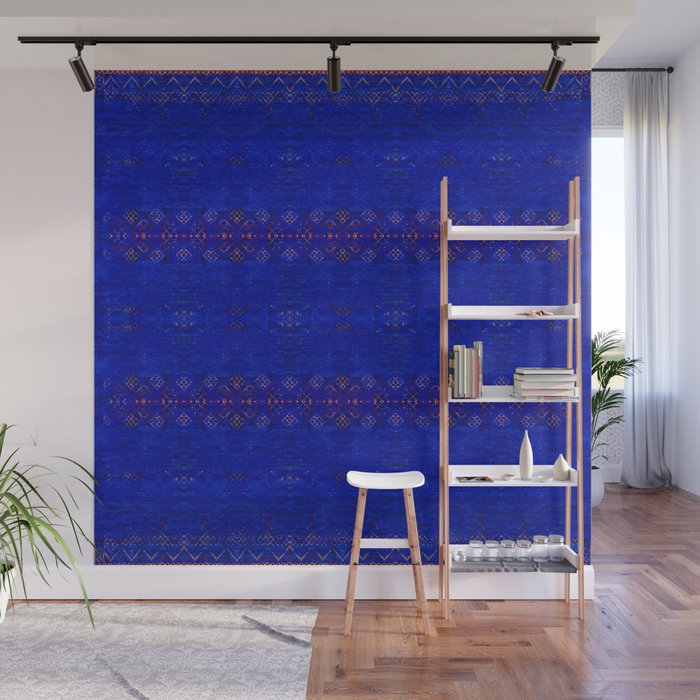 -A5- Royal Calm Blue Bohemian Moroccan Artwork. Wall Mural Gallery Image 1