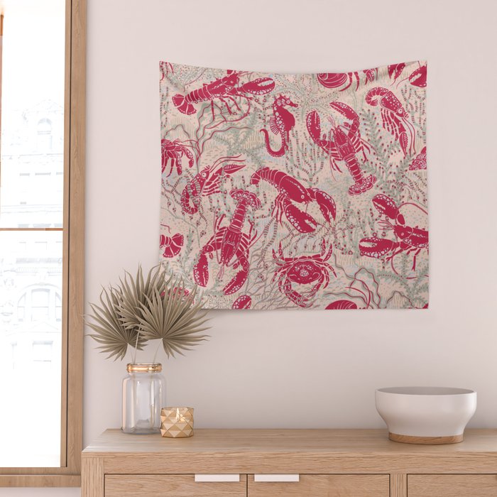 Red Lobster Viva Magenta Wall Tapestry Gallery Image 2