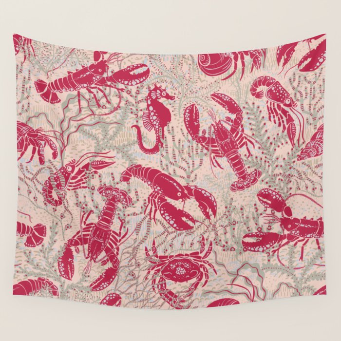 Red Lobster Viva Magenta Wall Tapestry Gallery Image 1