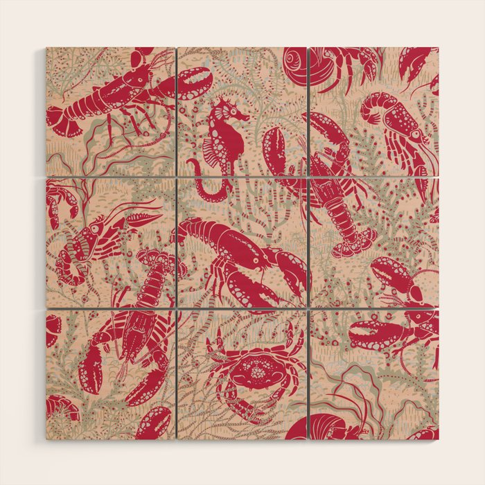 Red Lobster Viva Magenta Wood Wall Art Gallery Image 1