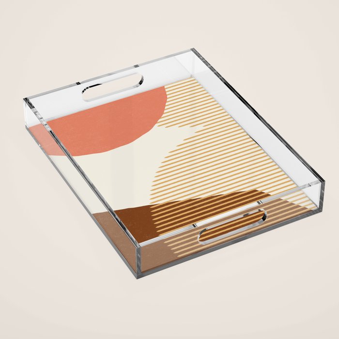 Lines Color Shapes - Pink Gold Brown Acrylic Tray Gallery Image 1