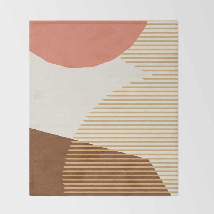Lines Color Shapes - Pink Gold Brown Throw Blanket Gallery Image 2