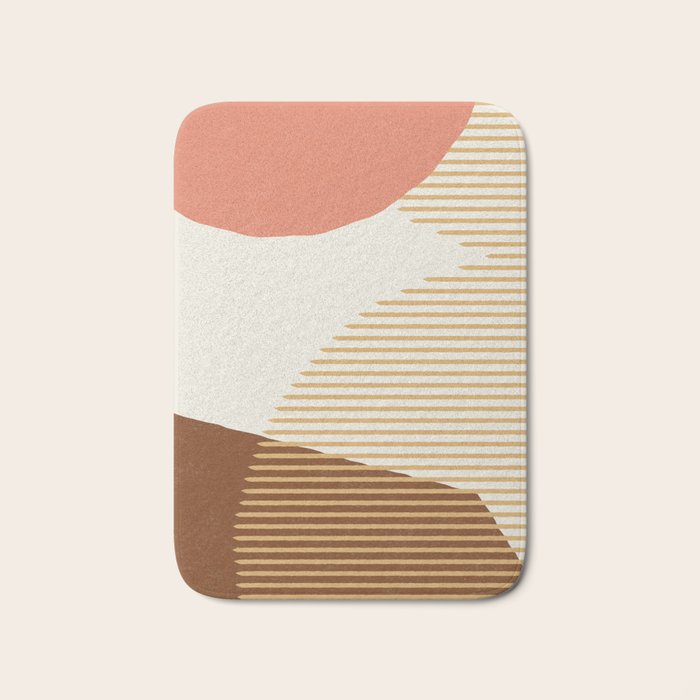 Lines Color Shapes - Pink Gold Brown Bath Mat Gallery Image 1