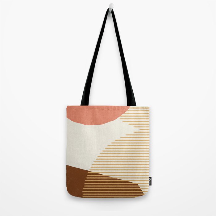 Lines Color Shapes - Pink Gold Brown Tote Bag Gallery Image 2