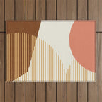 Lines Color Shapes - Pink Gold Brown Outdoor Rug Gallery Image 1