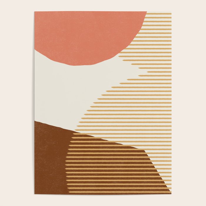 Lines Color Shapes - Pink Gold Brown Poster Gallery Image 4