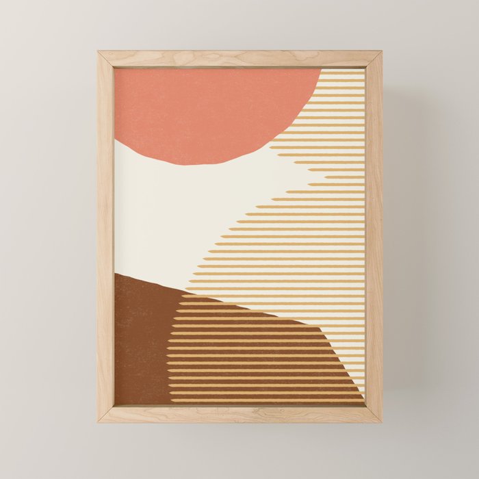 Lines Color Shapes - Pink Gold Brown Mini Art Print Gallery Image 1