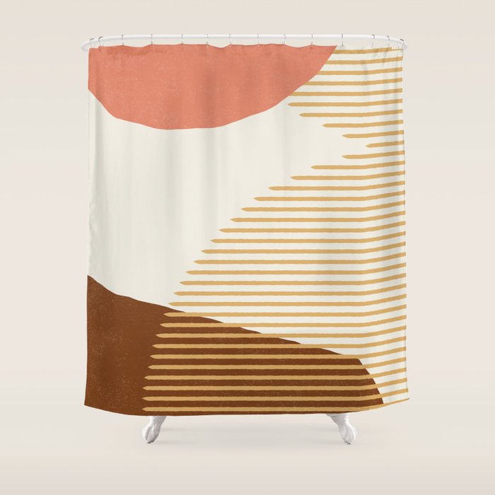 Lines Color Shapes - Pink Gold Brown Shower Curtain Gallery Image 1