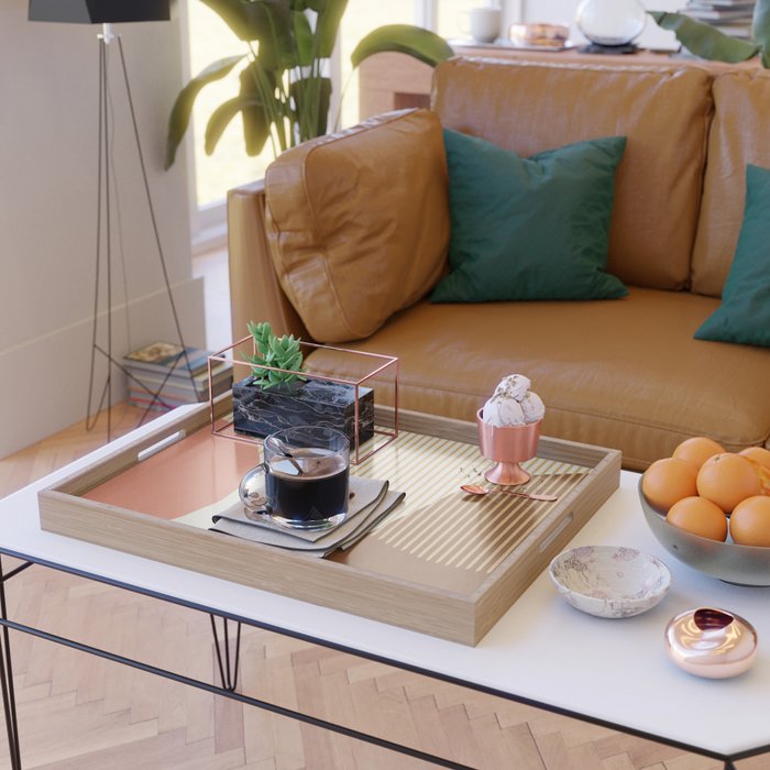 Lines Color Shapes - Pink Gold Brown Serving Tray Gallery Image 2
