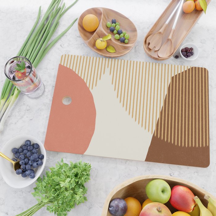 Lines Color Shapes - Pink Gold Brown Cutting Board Gallery Image 2