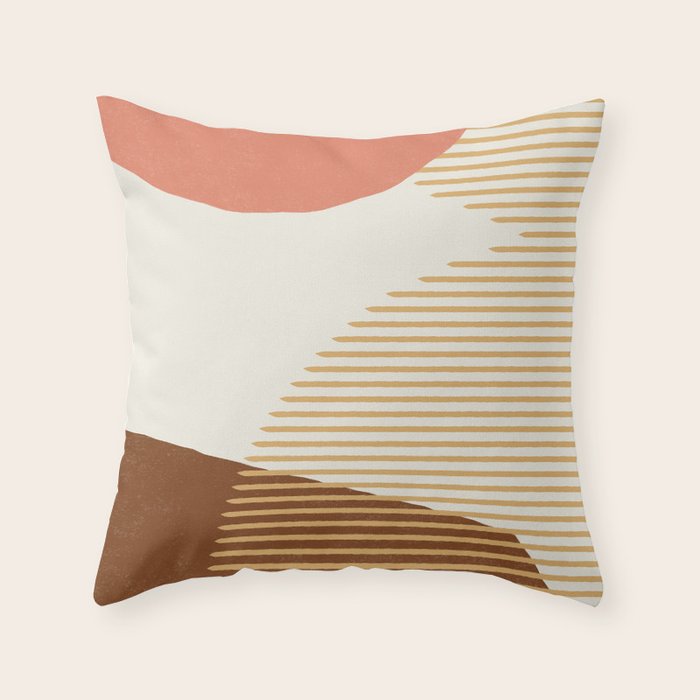 Lines Color Shapes - Pink Gold Brown Throw Pillow Gallery Image 6
