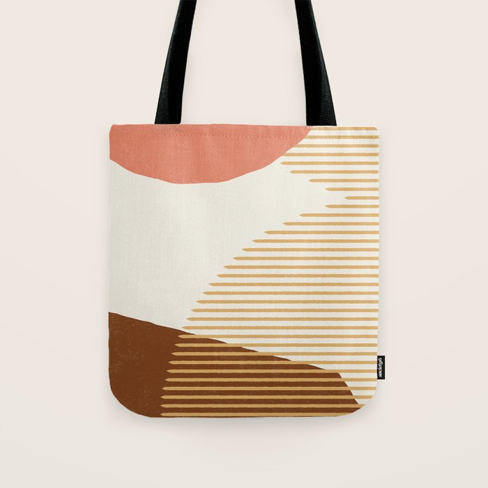Lines Color Shapes - Pink Gold Brown Tote Bag Gallery Image 1