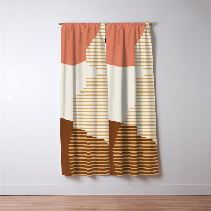 Lines Color Shapes - Pink Gold Brown Window Curtain Gallery Image 3
