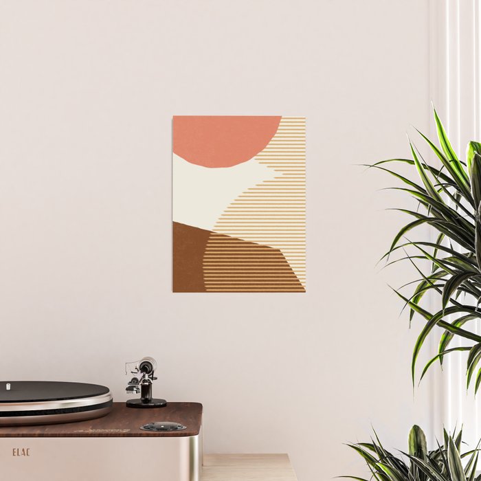 Lines Color Shapes - Pink Gold Brown Poster Gallery Image 2