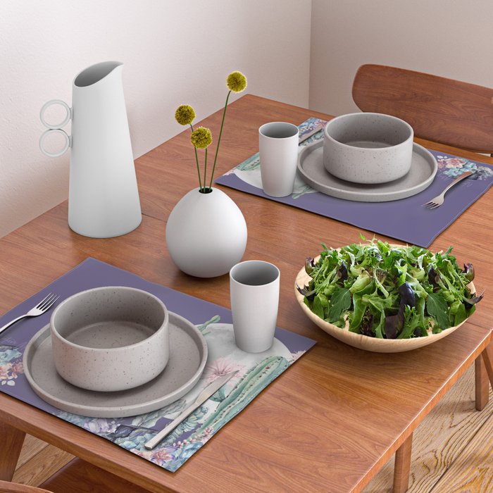 Desert Cactus Full Moon Succulent Garden on Purple Placemat Gallery Image 2